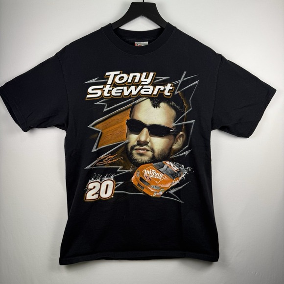 Vintage 2005 NASCAR Tony Stewart Medium Home Depot Graphic T Shirt 2 Sided Black - Picture 1 of 8